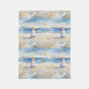 Beach Snowman Fleece Blanket