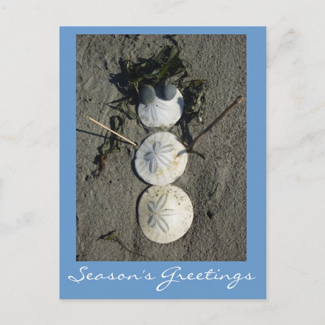 Beach Snowman Holiday Postcard (Front)