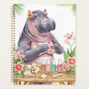 Beach Spa Hippo in Bikini Manicure Coastal Beauty Planner