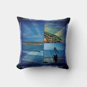Beach Sparkle Collage, Photo Frame Lounge Cushion. Throw Pillow