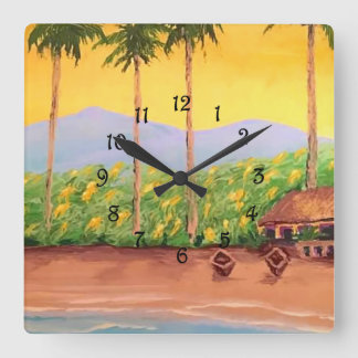 Beach Square Wall Clock