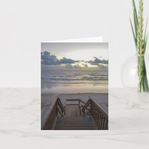 Beach Stairs Down to Calm Water's Edge At Sunrise Card