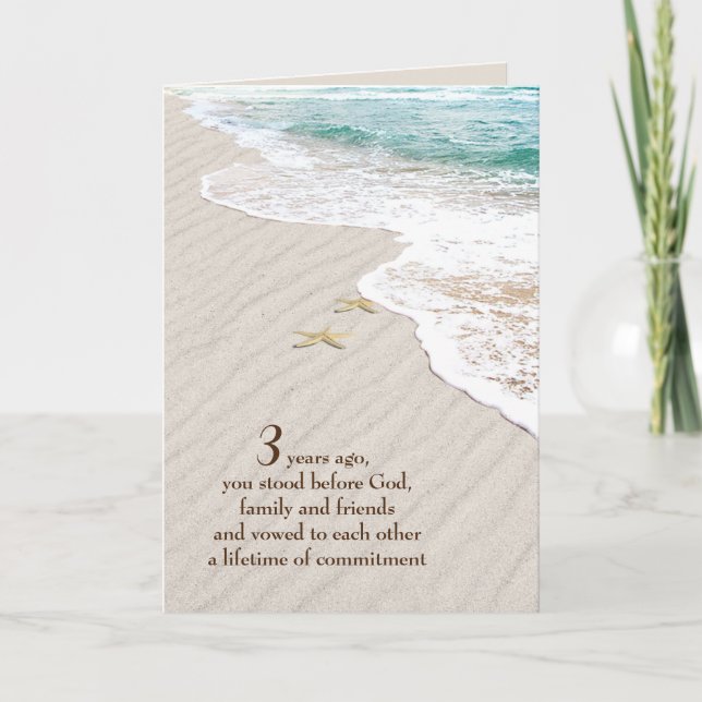 Beach Starfish 3rd Anniversary  Card (Front)