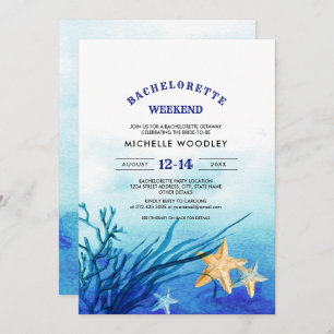 Beach   Starfish Bachelorette Weekend  Invitation