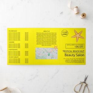 Beach Starfish, Beauty Salon Tri-Fold Flyer Invitation