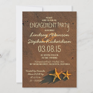 beach starfish couple engagement party invitations