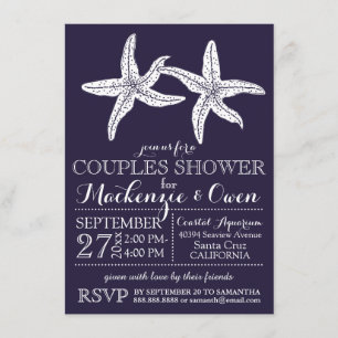 Beach Starfish Couples Wedding Bridal Shower Invitation