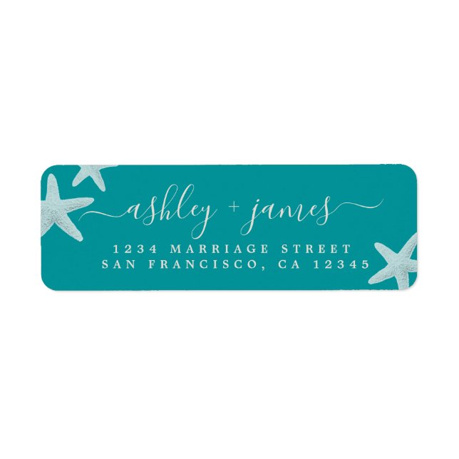 Beach Starfish Green Mariage Adresse de retour (Devant)