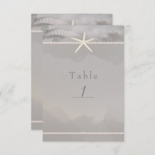Beach Starfish Grey Chic Table Number Card