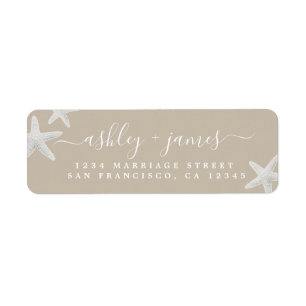 Beach Starfish Grey Wedding Return Address