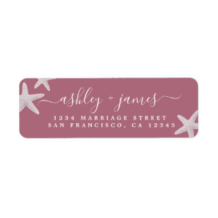 Beach Starfish Purple Wedding Return Address
