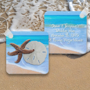 Beach Starfish Sand Dollar Wedding Favour Keychain