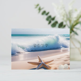 Beach Starfish Sand Waves RSVP Card