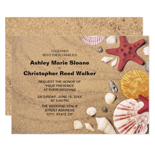 Beach, Starfish, Seashells Wedding Invitation