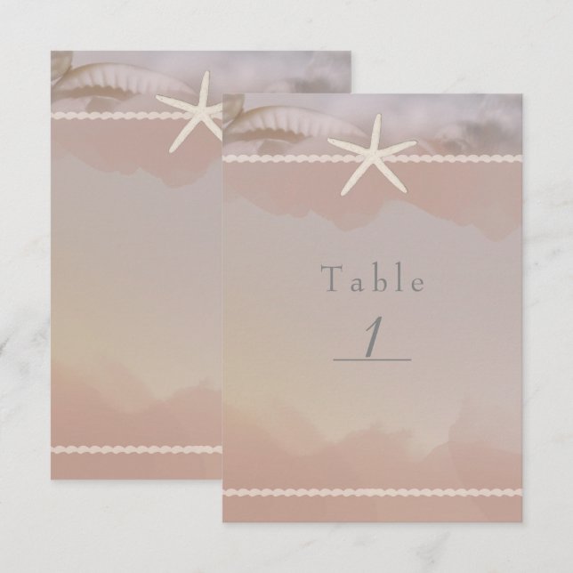 Beach Starfish Taupe Tan Chic Table Number Card (Front/Back)
