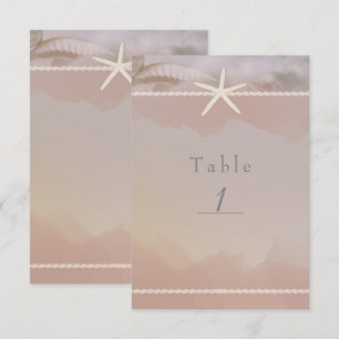 Beach Starfish Taupe Tan Chic Table Number Card