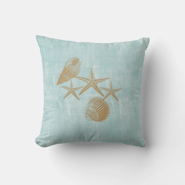 Beach Starfish Throw Pillow (Front)