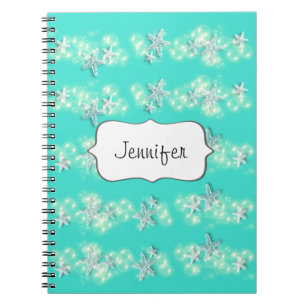 Beach starfish turquoise white notebook