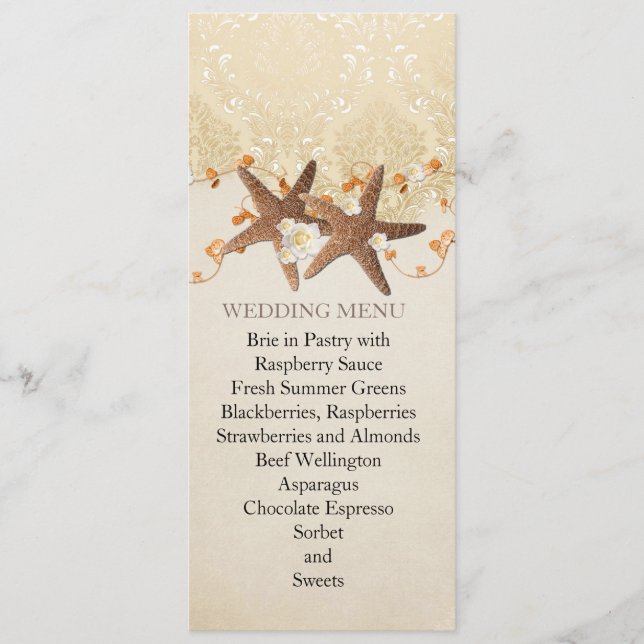 Beach Starfish Wedding Menu (Front)