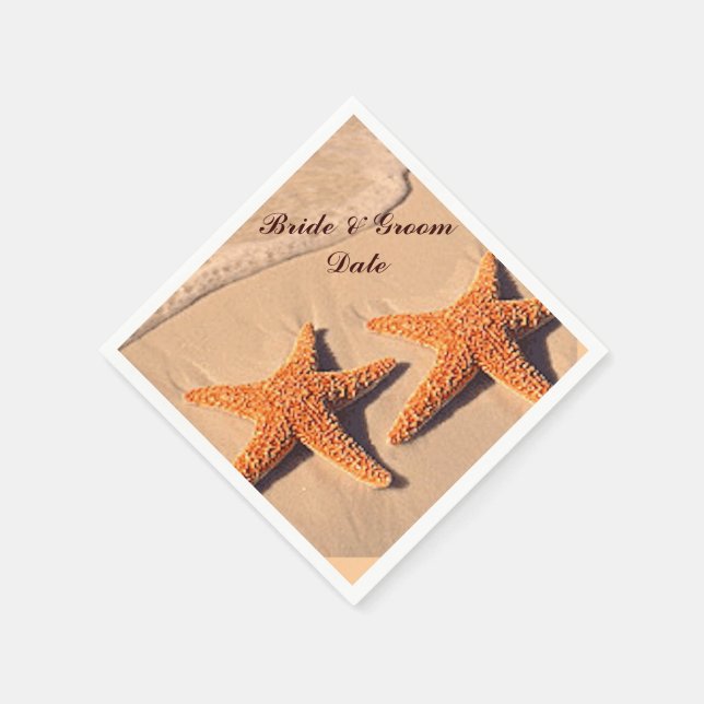 Beach Starfish Wedding Paper Napkins (Corner)