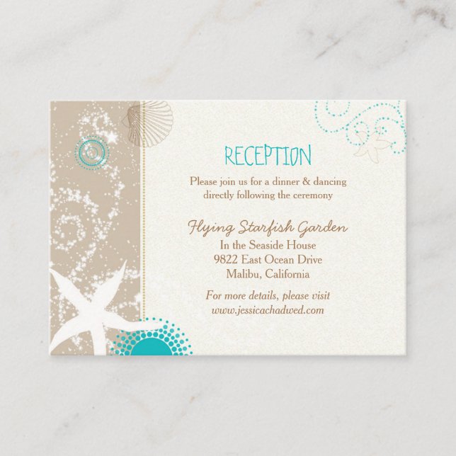 Beach Starfish Wedding Reception Enclosure Cards (Front)