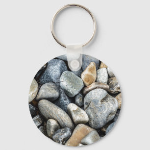 Beach Stones Button Keychain