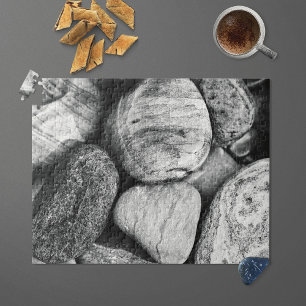 Beach Stones in Black and White Jigsaw Puzzle