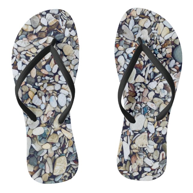 Beach Stones Pebbles Flip Flops (Footbed)