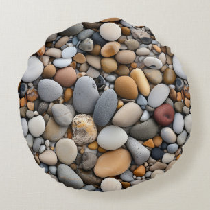 Beach Stones Round Pillow