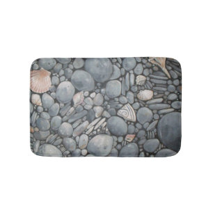 Beach Stones Shells Pebbles Rocks Painting Art Bath Mat