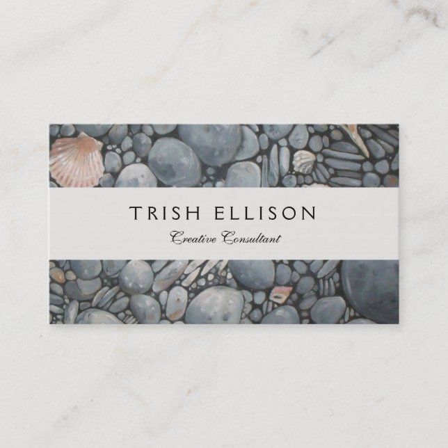 Beach Stones Shells Pebbles Rocks Painting Art Business Card (Front)