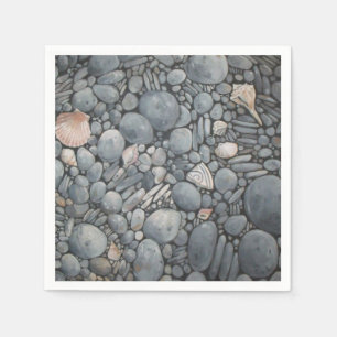 Beach Stones Shells Pebbles Rocks Painting Art Napkin