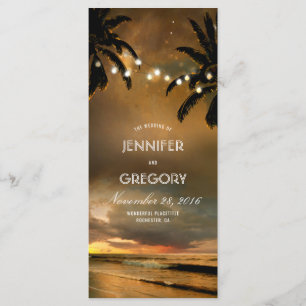 Beach String Lights Palms Wedding Programs