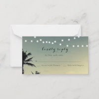 Beach String Lights Wedding Response RSVP Card