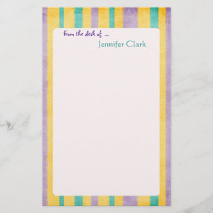 Beach Stripes Custom Name Personalized Stationery
