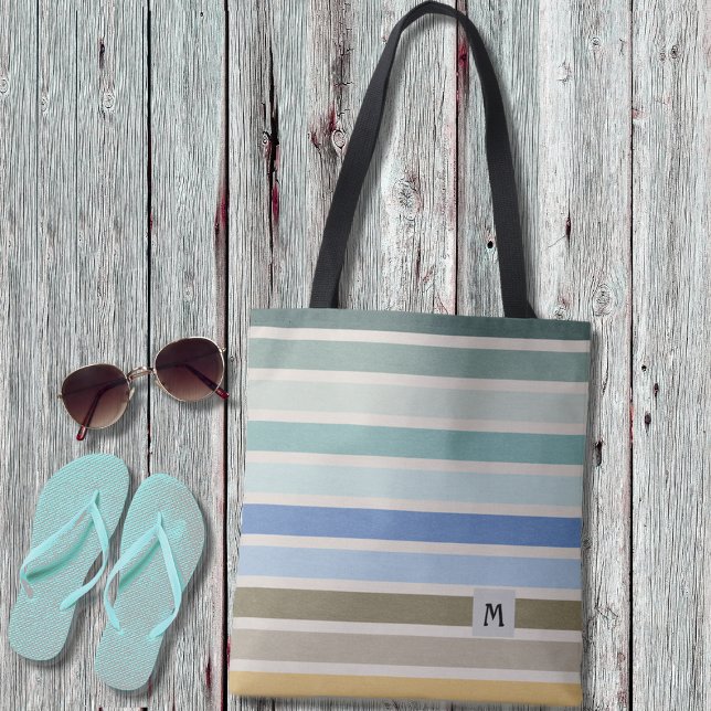 Beach Stripes Monogram Tote Bag (Creator Uploaded)