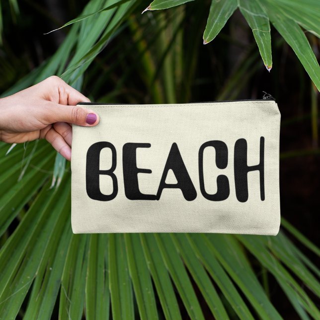 Beach Stuff Accessories Neutral Black Script Accessory Pouch (Creator Uploaded)
