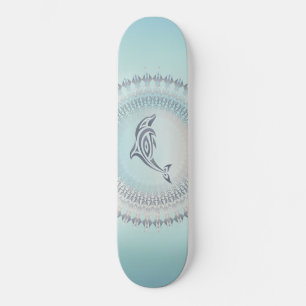 Beach Style Dolphin Mandala Coastal Skateboard