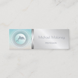 Beach Style Dolphin Mandala Mini Business Card