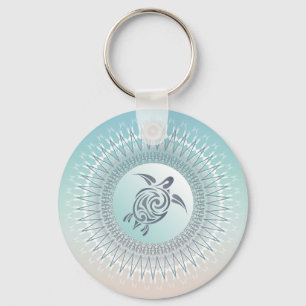 Beach  Style Turtle and Mandala Maritime Keychain
