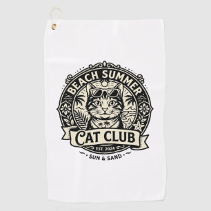 Beach Summer Cat Funny Cat Graphic - Beach Summer Golf Towel