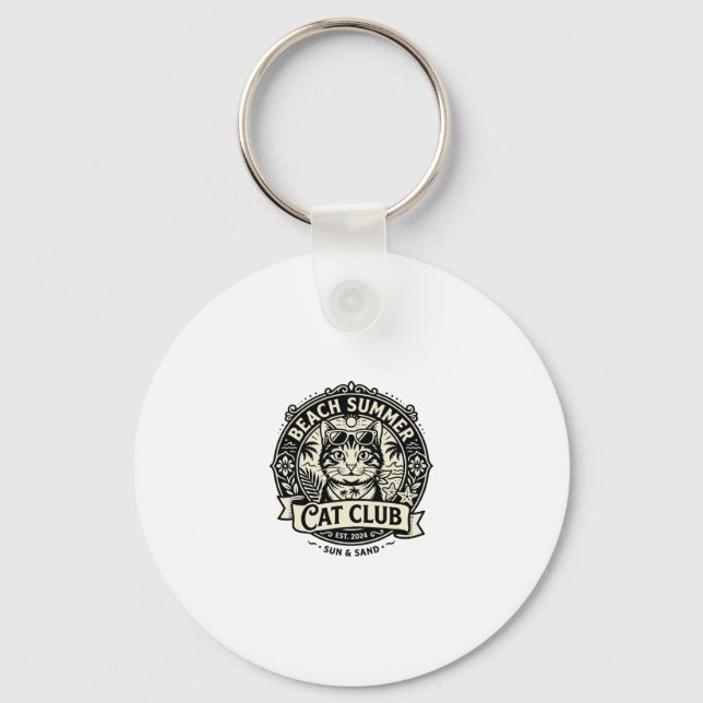 Beach Summer Cat Funny Cat Graphic - Beach Summer  Keychain (Front)