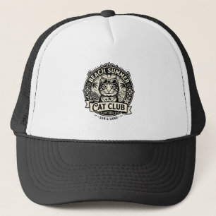 Beach Summer Cat Funny Cat Graphic - Beach Summer  Trucker Hat
