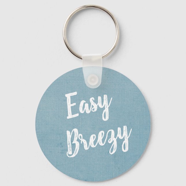 Beach Summer Fun Easy Breezy Blue Stylish Keychain (Front)