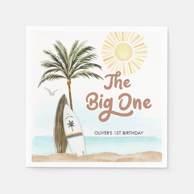 Beach Summer Gender Neutral 1st Birthday Napkin (Front)