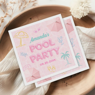 Beach Summer Pool Party Girl Birthday Napkin