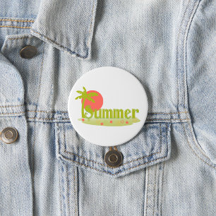 Beach Summer Sun And Tree 3 Inch Round Button