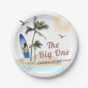 Beach Summer Surf 1st Birthday 7" Round  Paper Plate