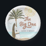 Beach Summer Surf 1st Birthday Paper Plate<br><div class="desc">Let's set the tone for a fun and relaxed Surf party. These gender-neutral boho beach-style paper plates are sure to be a hit. Most lettering is editable click the "Customize Further" button to edit. Matching items in our store Cava party design</div>