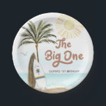 Beach Summer Surf 1st Birthday Paper Plate<br><div class="desc">Let's set the tone for a fun and relaxed Surf party. These gender-neutral boho beach-style paper plates are sure to be a hit. Most lettering is editable click the "Customize Further" button to edit. Matching items in our store Cava party design</div>
